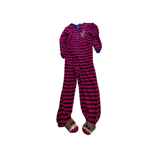 Nick & Nora Sock Monkey Footed Onesie – Red/Blue Stripes – XX-Large - Picture 3 of 7